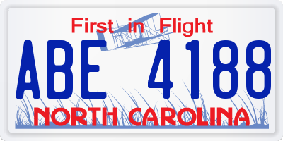 NC license plate ABE4188