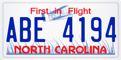 NC license plate ABE4194