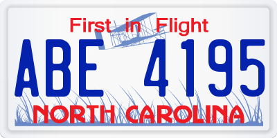NC license plate ABE4195