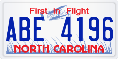 NC license plate ABE4196