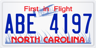 NC license plate ABE4197