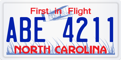 NC license plate ABE4211