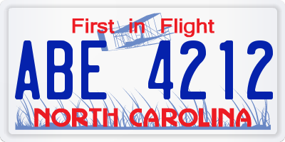 NC license plate ABE4212