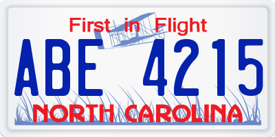 NC license plate ABE4215