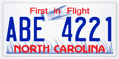 NC license plate ABE4221