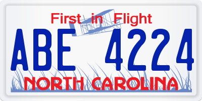 NC license plate ABE4224