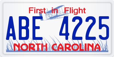 NC license plate ABE4225