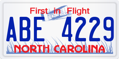 NC license plate ABE4229
