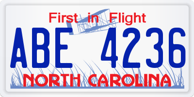 NC license plate ABE4236