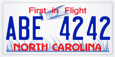 NC license plate ABE4242