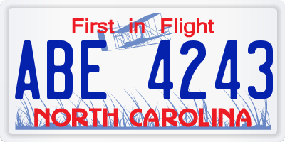 NC license plate ABE4243