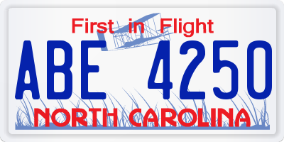 NC license plate ABE4250