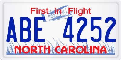 NC license plate ABE4252