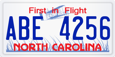 NC license plate ABE4256