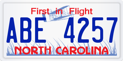 NC license plate ABE4257