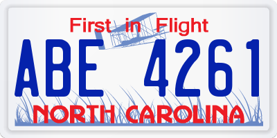 NC license plate ABE4261