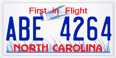 NC license plate ABE4264