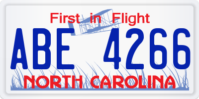 NC license plate ABE4266