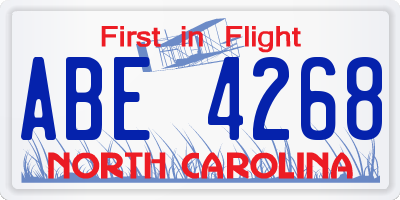 NC license plate ABE4268