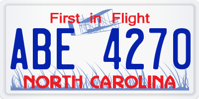 NC license plate ABE4270