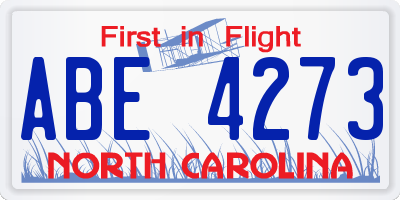 NC license plate ABE4273