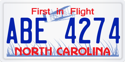 NC license plate ABE4274