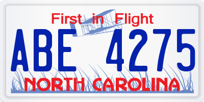 NC license plate ABE4275