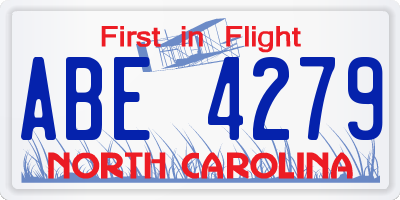 NC license plate ABE4279