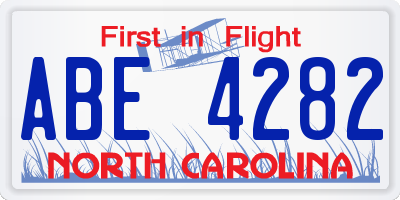 NC license plate ABE4282