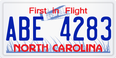 NC license plate ABE4283