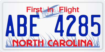 NC license plate ABE4285
