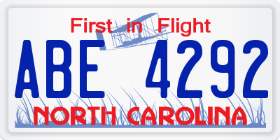 NC license plate ABE4292