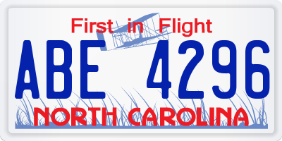NC license plate ABE4296
