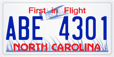 NC license plate ABE4301