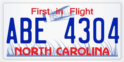 NC license plate ABE4304