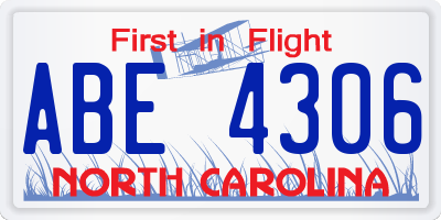 NC license plate ABE4306