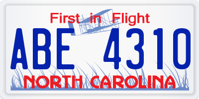 NC license plate ABE4310