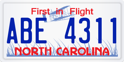 NC license plate ABE4311