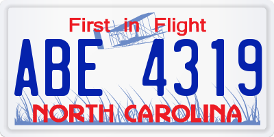 NC license plate ABE4319