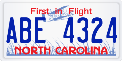 NC license plate ABE4324