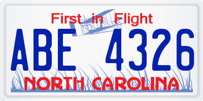 NC license plate ABE4326