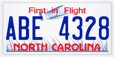 NC license plate ABE4328
