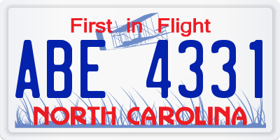 NC license plate ABE4331