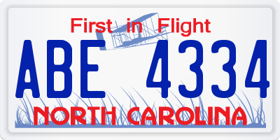 NC license plate ABE4334