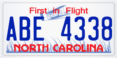 NC license plate ABE4338
