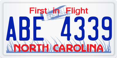 NC license plate ABE4339