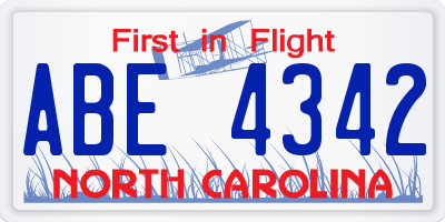 NC license plate ABE4342