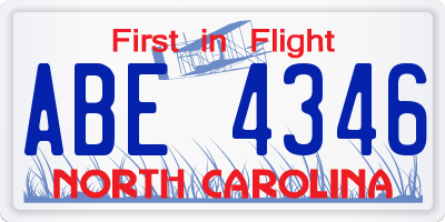 NC license plate ABE4346