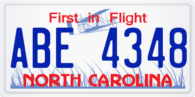 NC license plate ABE4348