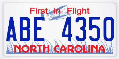 NC license plate ABE4350